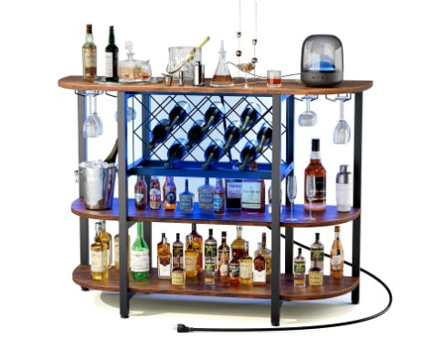 LED Home Bar Cabinet And Storage, Sliding Metal Wine Cabinet