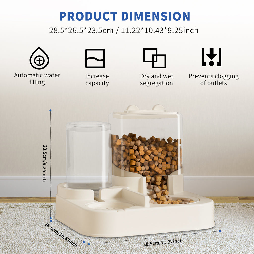Transparent And Visible Pet Feeding And Drinking Dispenser, Automatically Refilling Food And Water, Caring For Every Moment, Allowing Owners To Travel Easily And Pets To Enjoy Worry Free Eating