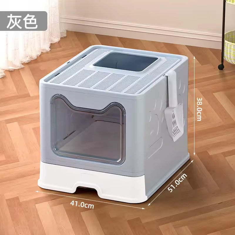 Front-entry Enclosed Extra-large Cat Litter Box With A Litter Collection Cover And A Large Scoop For Cats