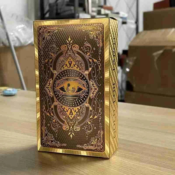 Spanish And English Golden Foil Tarot Deck With Guidebook - 78 PVC Spiritual Cards Waterproof Wrinkle Resistant