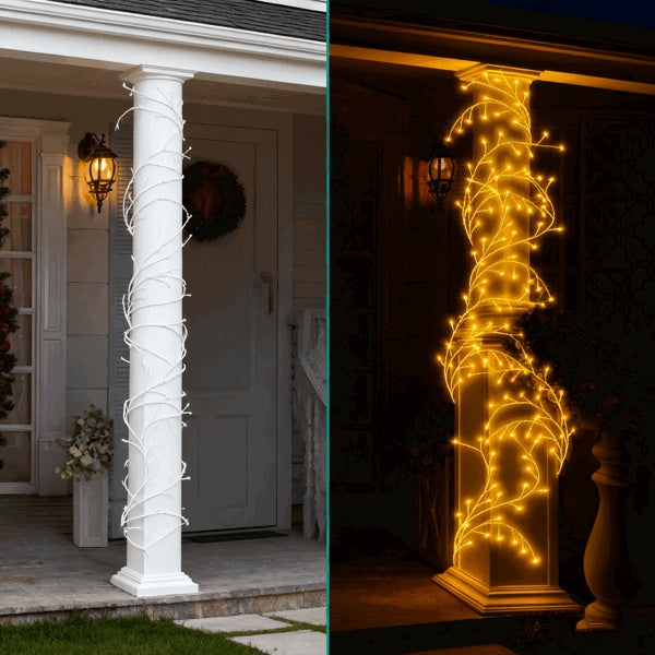 Lighted Birch Garland, 7.87ft 144 LED Warm White Lights With 8 Modes, Remote & Timer, IP45 Waterproof Flexible Branches For Home Decor