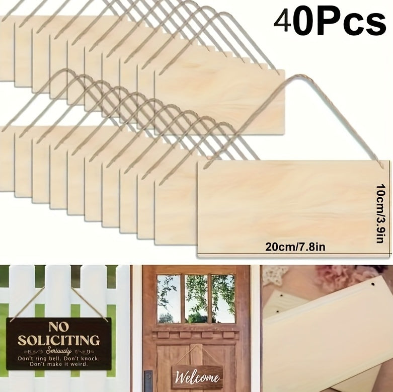 Unfinished Poplar Wood Sign With Rope - DIY Handmade Wooden Sign, Suitable For Artistic Decoration Of Walls And Doors.