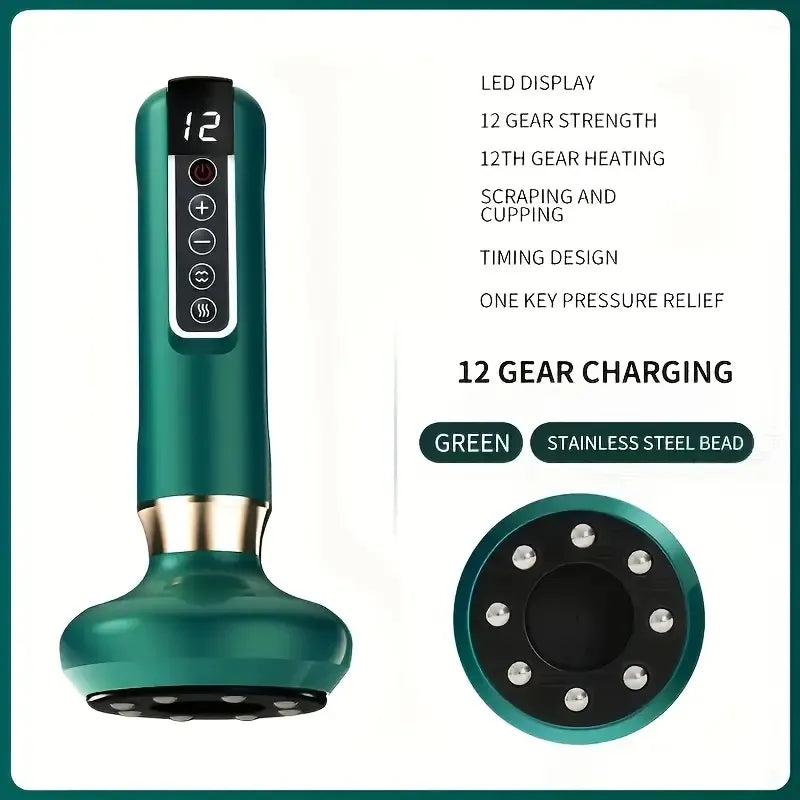 Body Gua Sha Scraping Massager. 12 Level Electric Vacuum Cupping Massager, Rechargeable And Cordless. Perfect For Halloween, Christmas And Birthday Gifts
