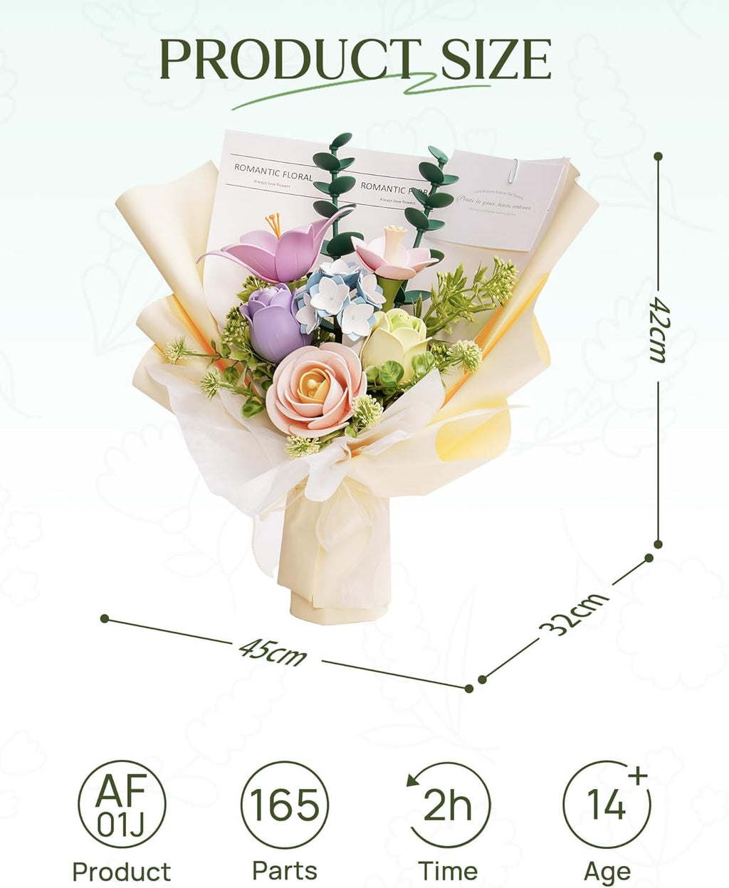 ROBOTIME 3D Plastic Flower Puzzle, Spring Time Bouquet DIY Model Kits For Gift AF01J