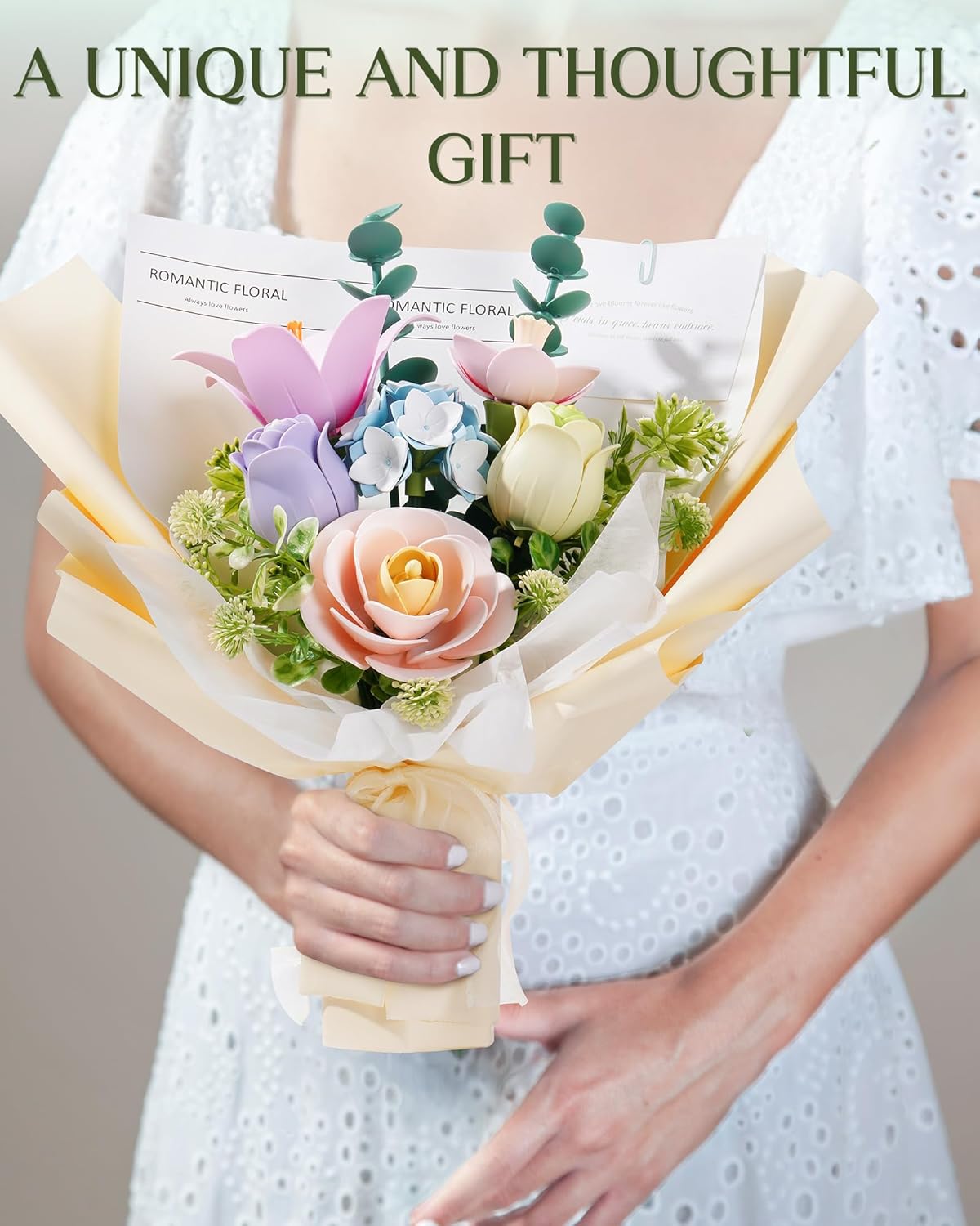 ROBOTIME 3D Plastic Flower Puzzle, Spring Time Bouquet DIY Model Kits For Gift AF01J