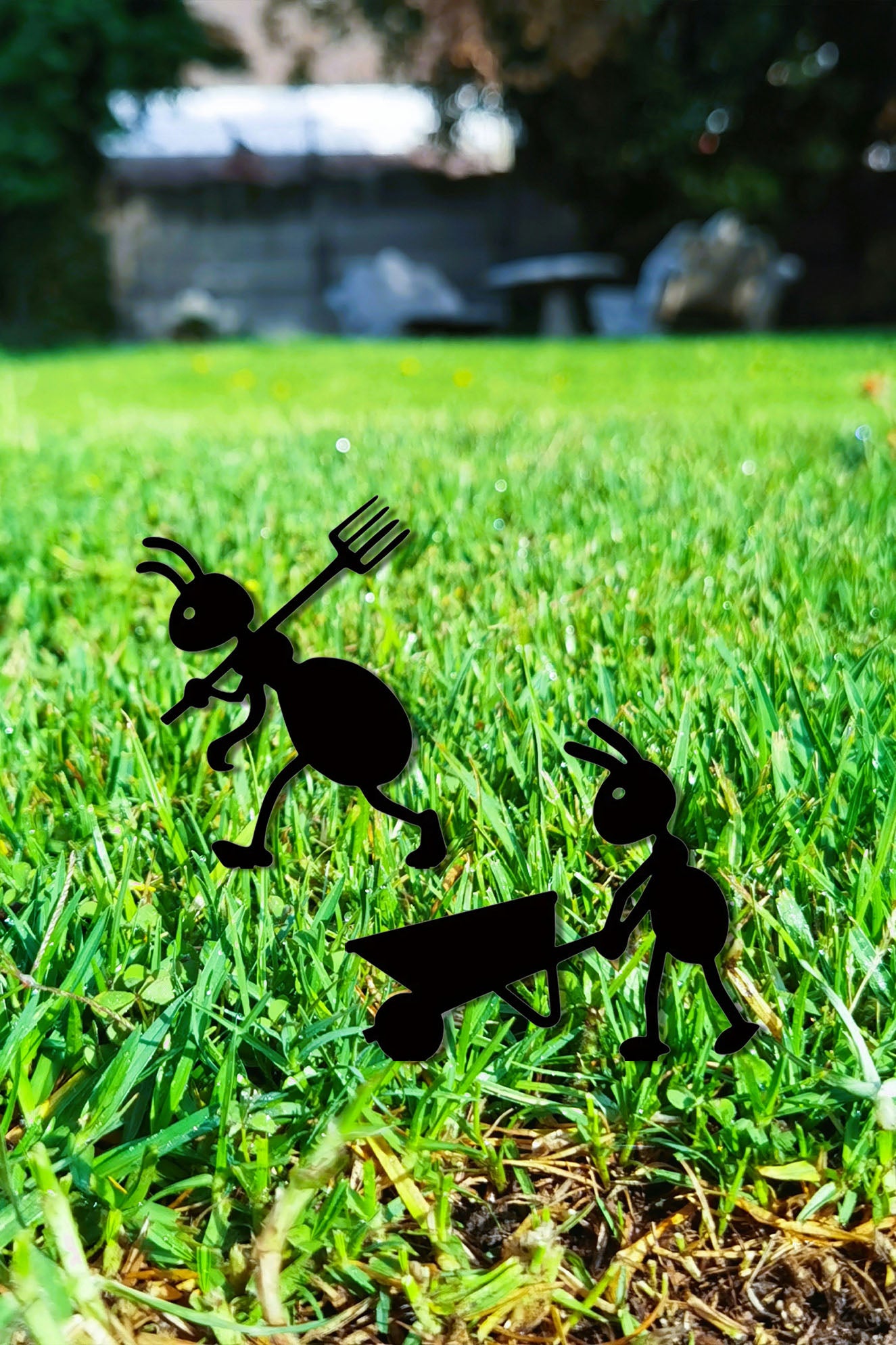 Decorative Iron Ant Garden Stake - Outdoor Metal Yard Art For Lawn, Patio