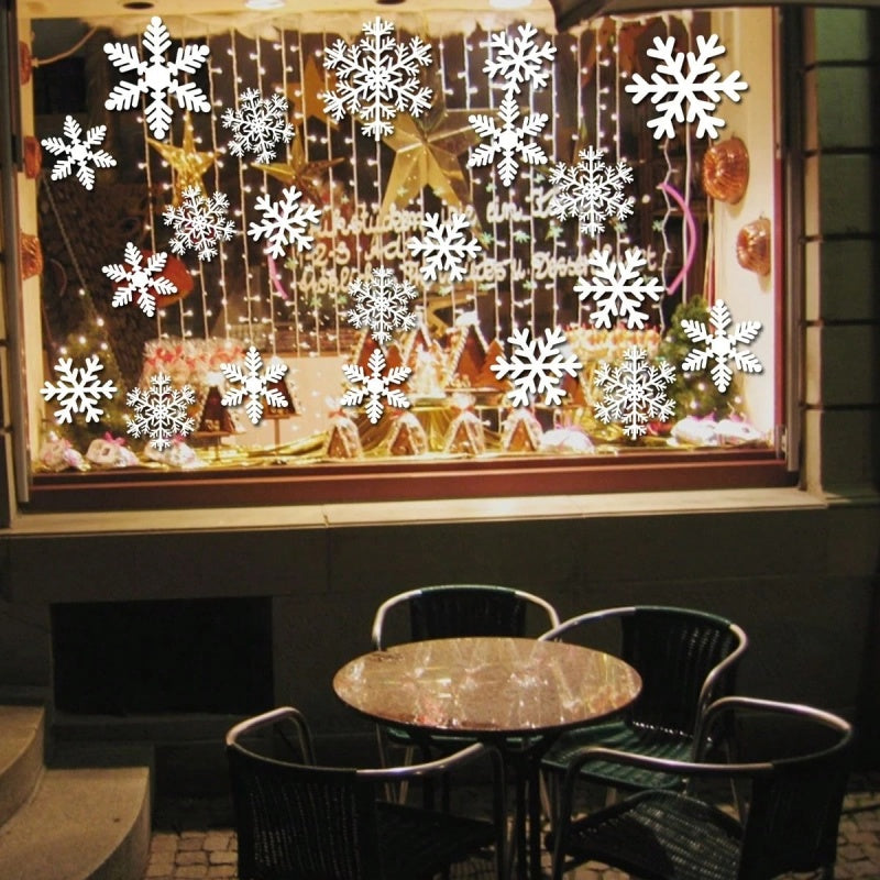 4 Sheets Of Christmas Window Clings For Glass,Santa Claus, Snowflake Wall Stickers, Static Clings, Xmas Window Decorations, Ornaments For New Year, Christmas Holiday Party Room Decorations