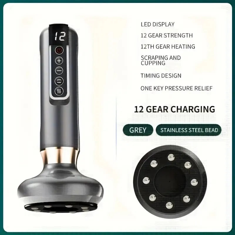 Body Gua Sha Scraping Massager. 12 Level Electric Vacuum Cupping Massager, Rechargeable And Cordless. Perfect For Halloween, Christmas And Birthday Gifts