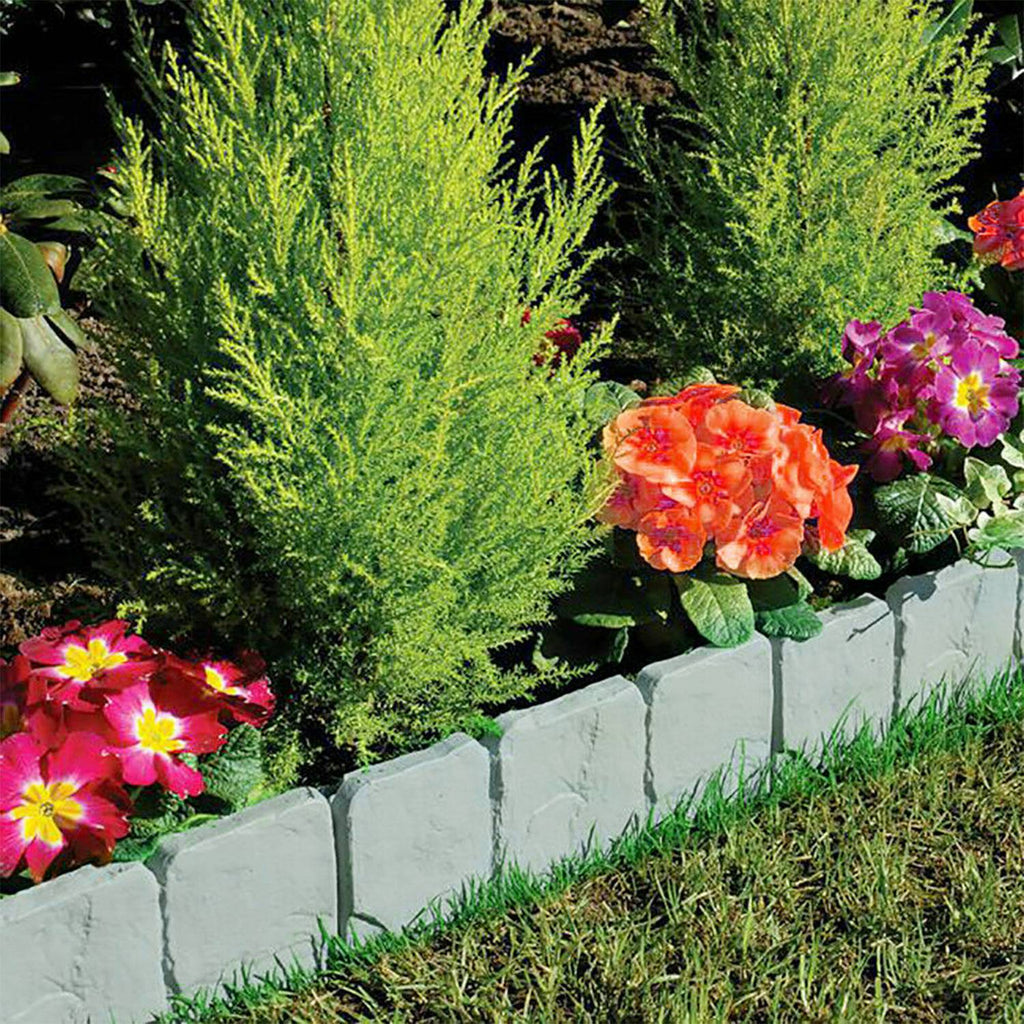 20 PCS Cobbled Stone Effect Plastic Garden Lawn Border Edging
