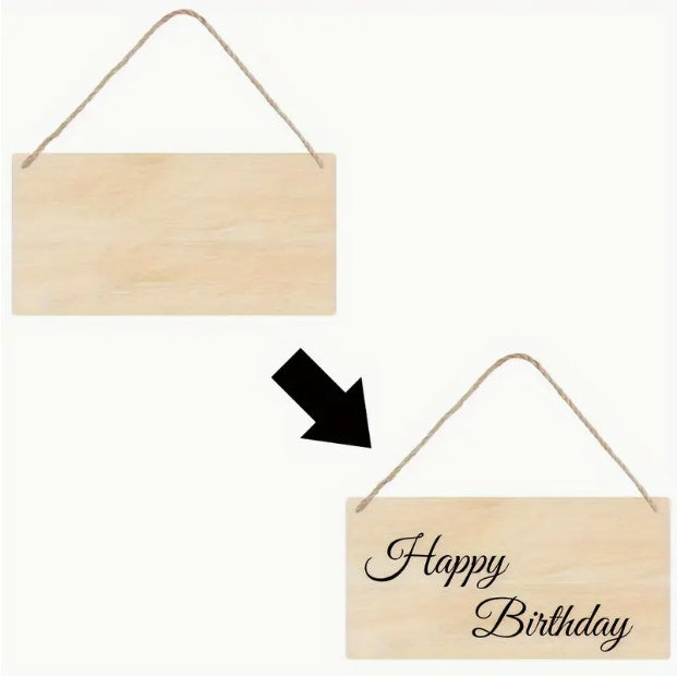 Unfinished Poplar Wood Sign With Rope - DIY Handmade Wooden Sign, Suitable For Artistic Decoration Of Walls And Doors.