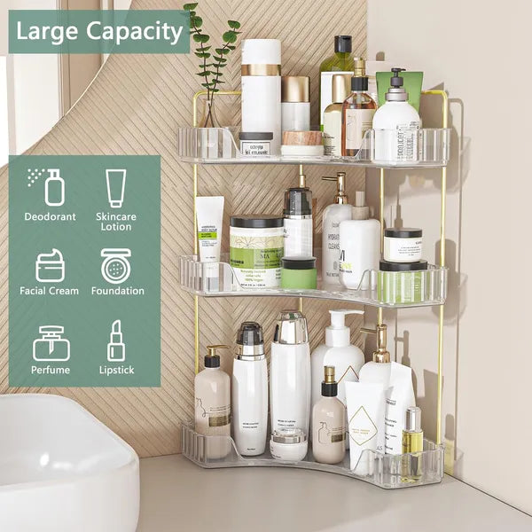 Corner Bathroom Counter Storage Rack 3-tier Bathroom Countertop Storage Rack Cosmetic Storage Rack Dressing Table Perfume Tray