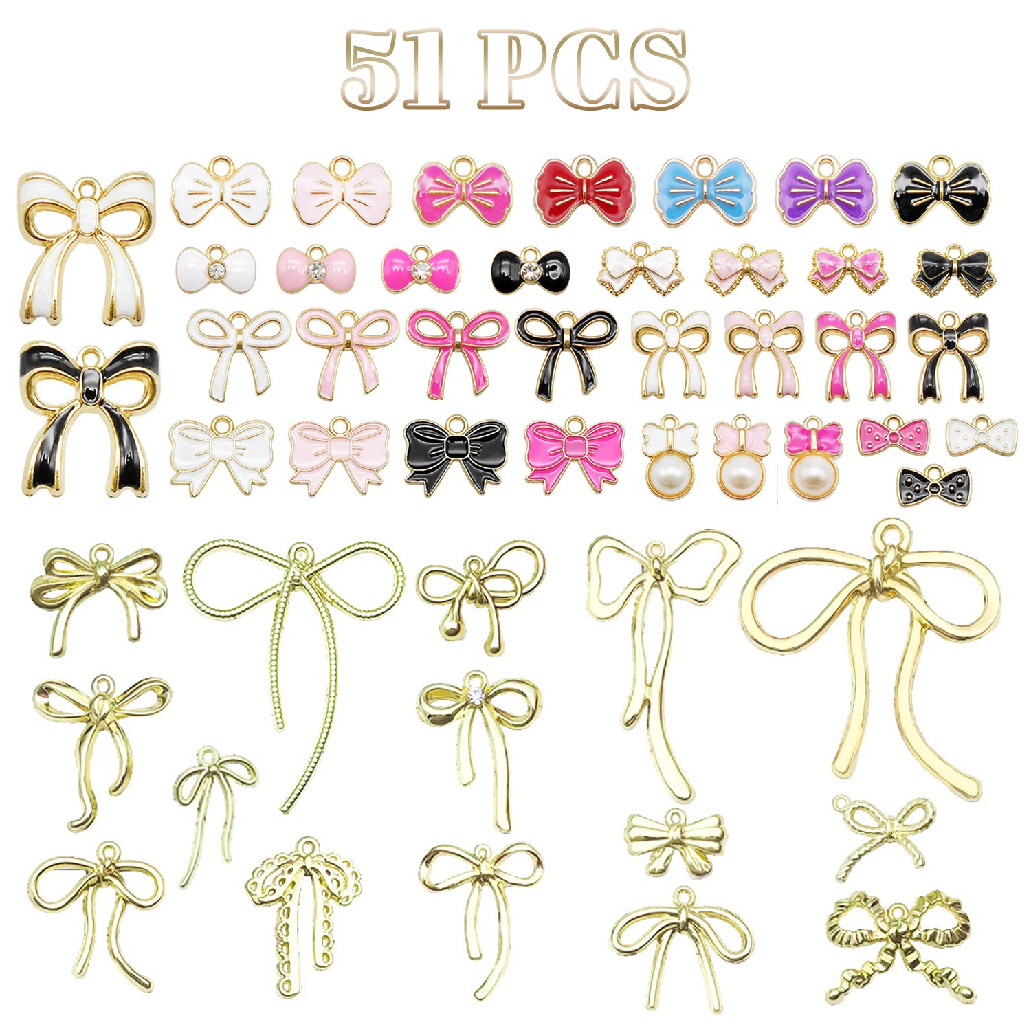 51 Pcs Bowknot Charms