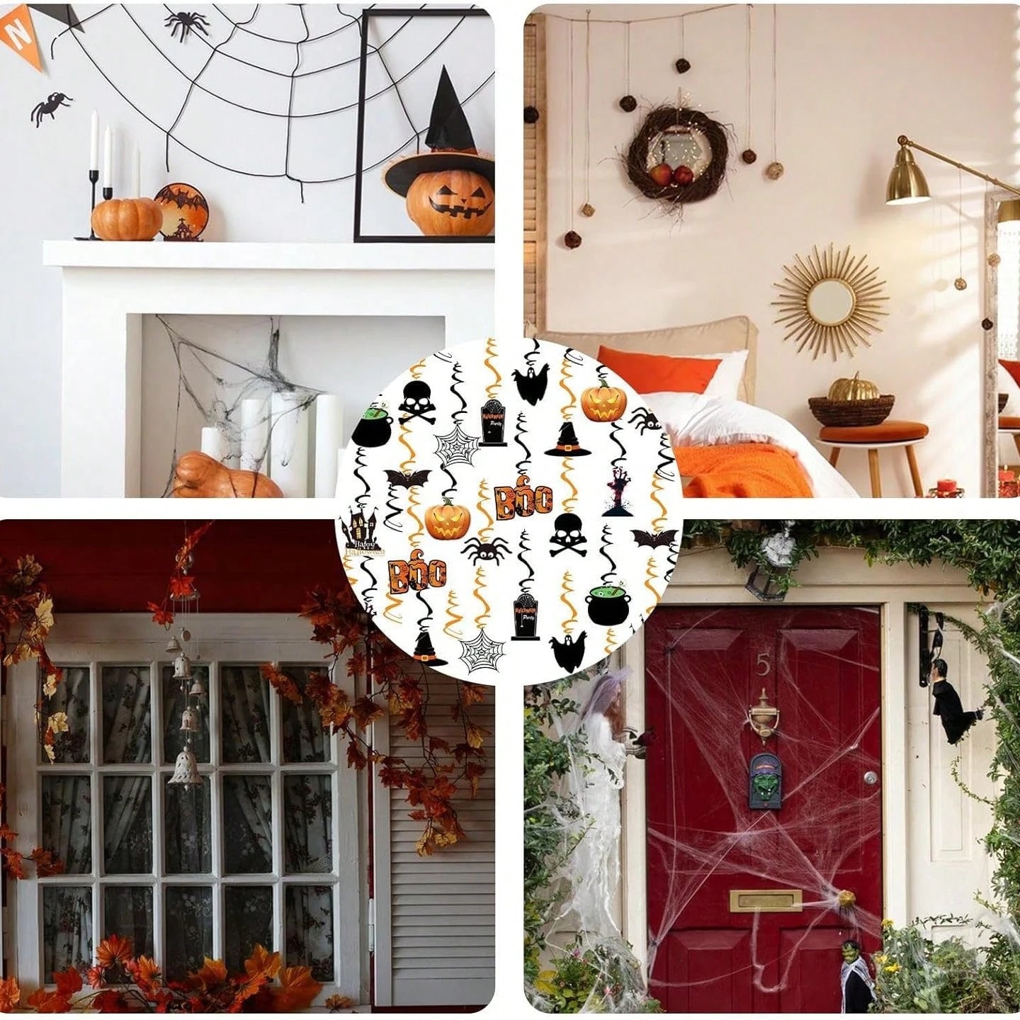36 Pcs Halloween Hanging Swirl Decorations Halloween Spooky Ceiling Decor With Ghost Pumpkin Skull Witches Spider Bat For Home Indoor Outdoor Party Office Halloween Party Decor Supplies