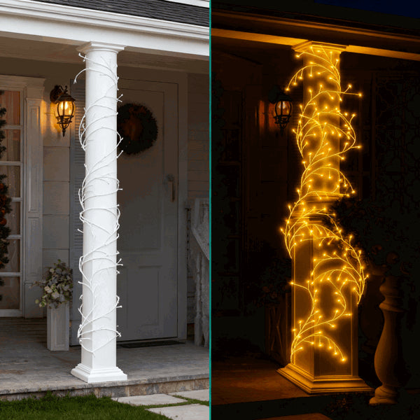 Lighted Birch Garland, 7.87ft 144 LED Warm White Lights With 8 Modes, Remote & Timer, IP45 Waterproof Flexible Branches For Home Decor