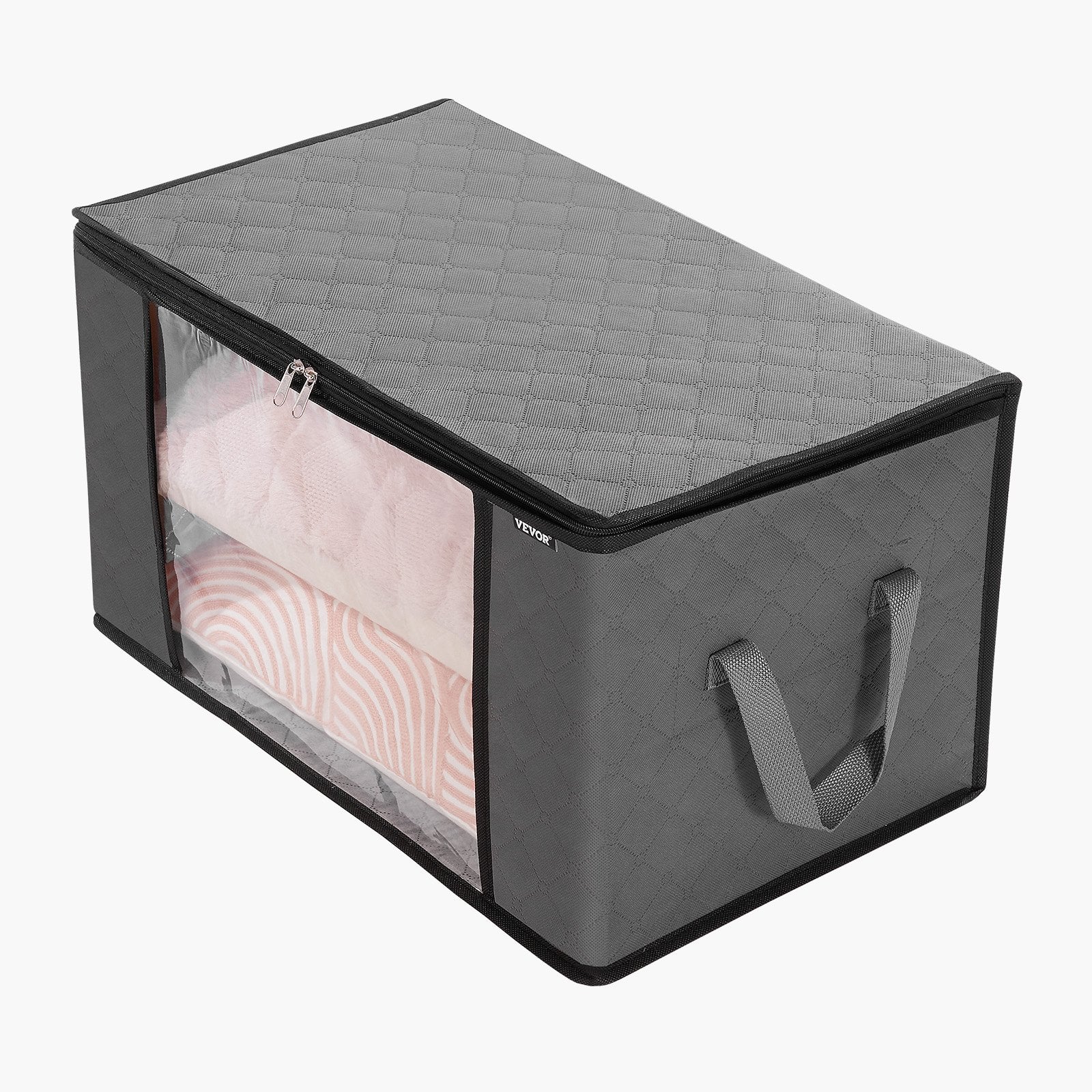 6 Packs 60L Oversized Blanket Storage Bags Sturdy Fabric Clothes Storage Containers For King Comforter Bedding Pillow Sheet, Grey