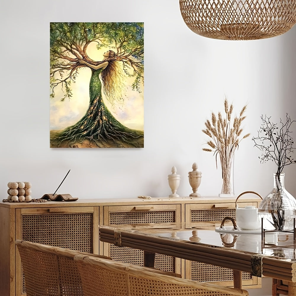 Room Decor 1pc Tree Of Life Canvas Art Print, Wooden Framed Nature-Inspired Wall Decor For Living Room, Bedroom, Office, Cafe - Unique Gift Idea, Creative Home Decoration--Selling On Temu Is Prohibite