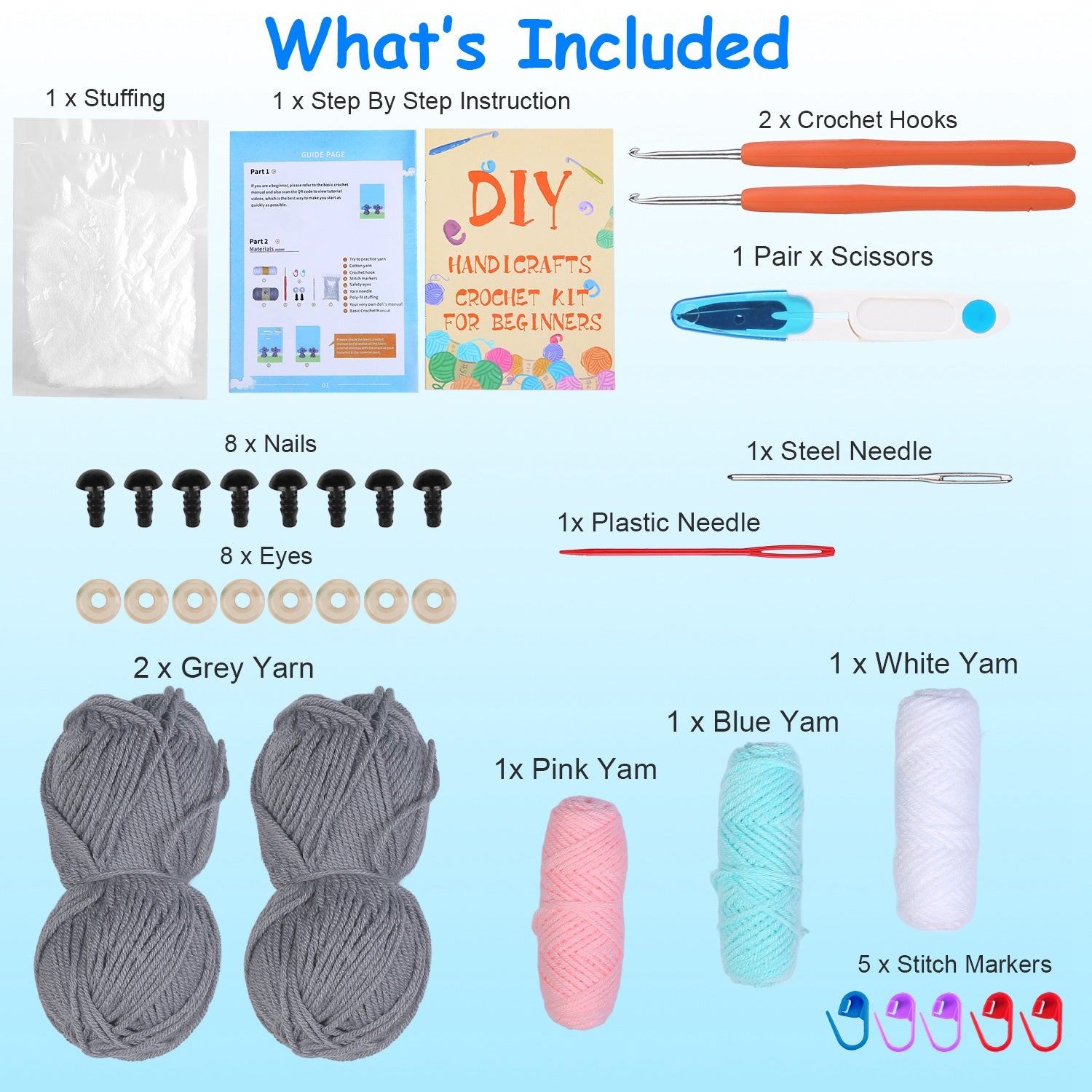 Crochet Kit Crochet Kit For Beginners DIY Knitting Supplies Elephant Succulents Options