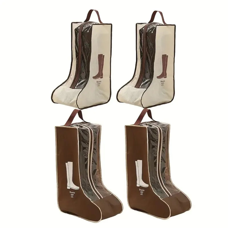 Durable PVC Shoe Storage Bags - Moisture & Moisture-Resistant, Dust-Proof With Transparent Window, Portable Handheld Boot Protectors For Travel & Home Organization, Multi-Size For Shoes/Boots, Hanging