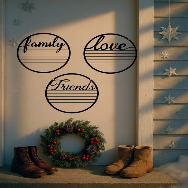 CIFbuy 3 Piece Round Wall Decor Set Inspirational Quote Signs For Friendship Love Family Rustproof Modern Wall Art(TikTok, Temu Pick-up Service)