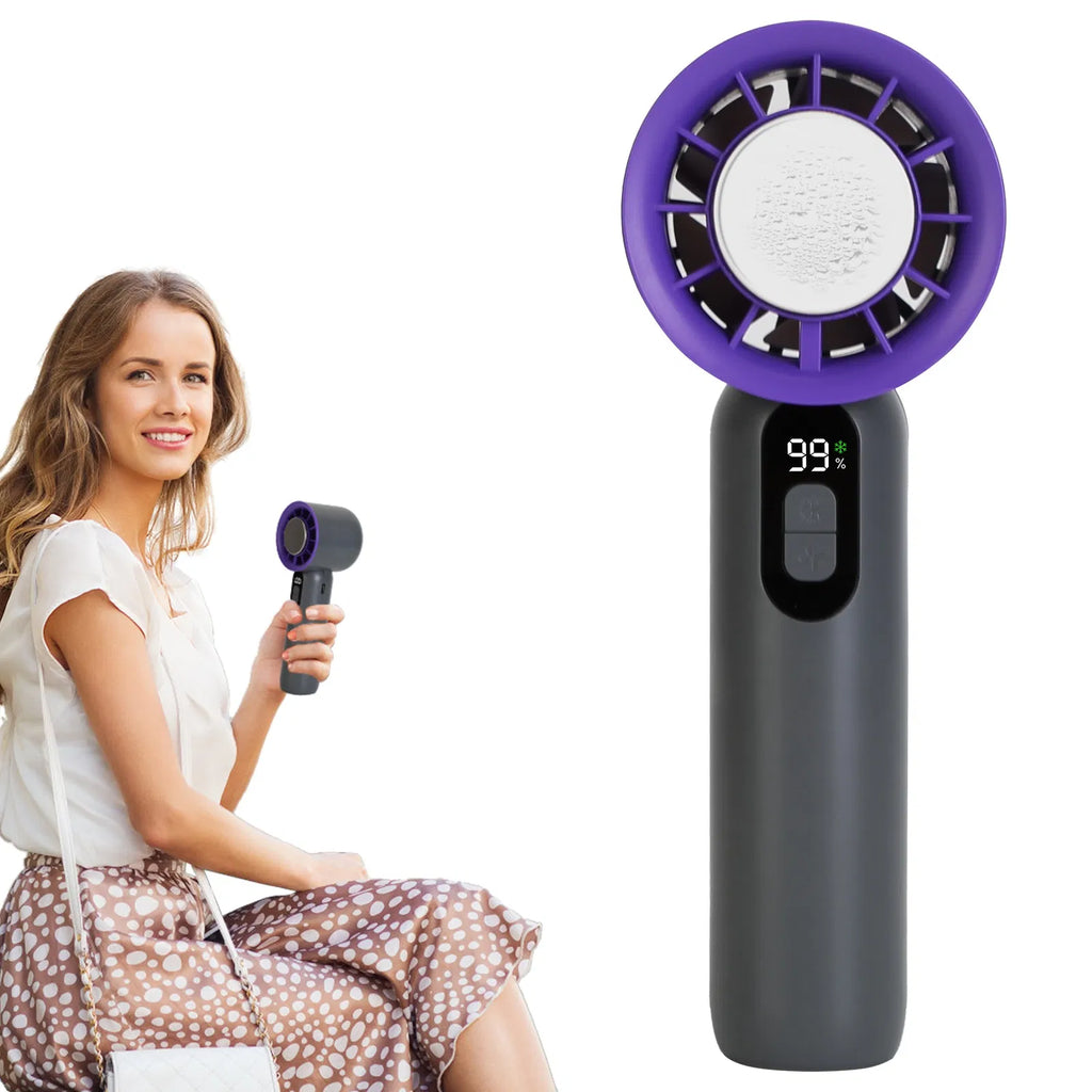 Speed Handheld Fan With Ice Cooler High Speed Turbo Fan 3000mAh Rechargeable Hand Fan With LCD Display For Travel Camping Beach Outdoor