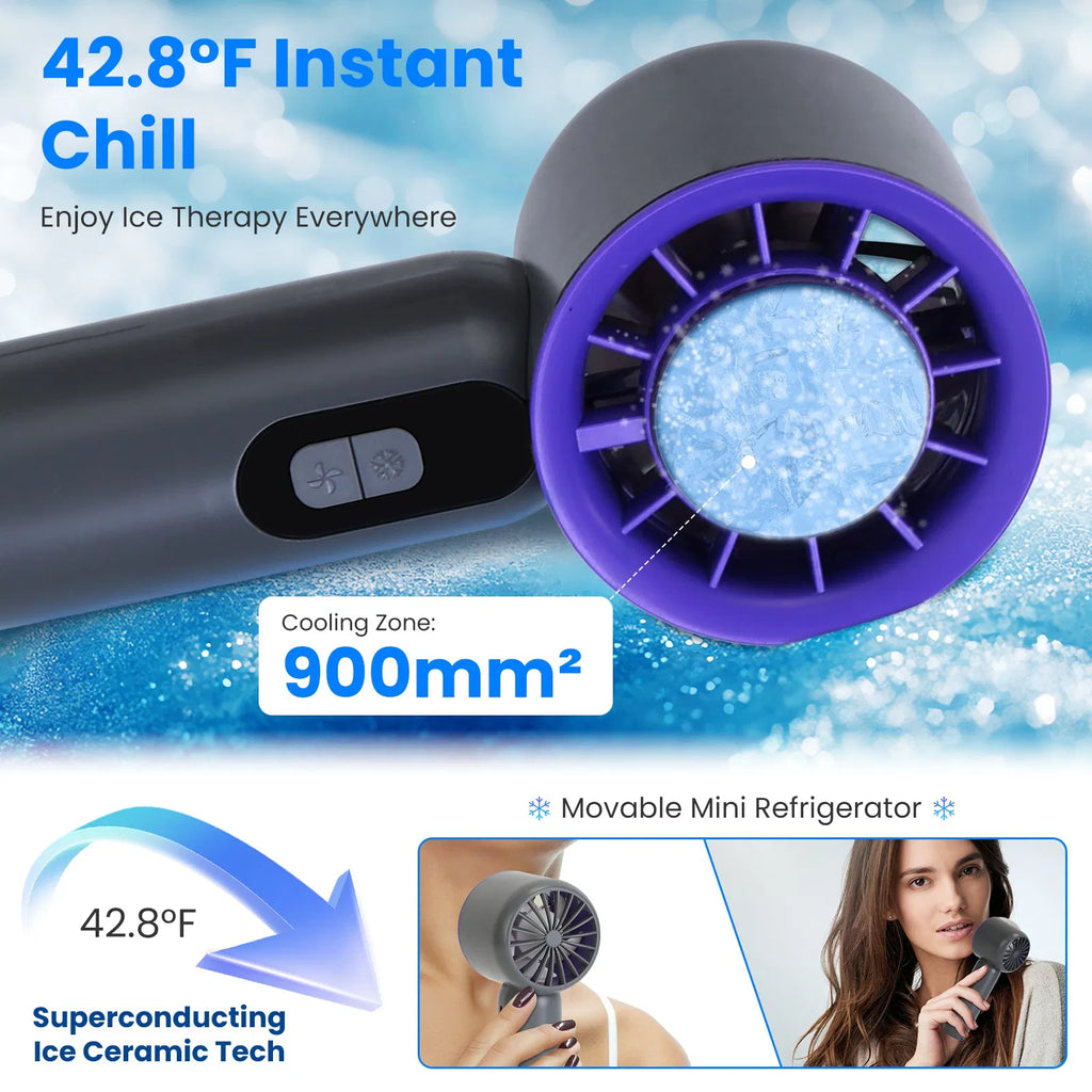 Speed Handheld Fan With Ice Cooler High Speed Turbo Fan 3000mAh Rechargeable Hand Fan With LCD Display For Travel Camping Beach Outdoor