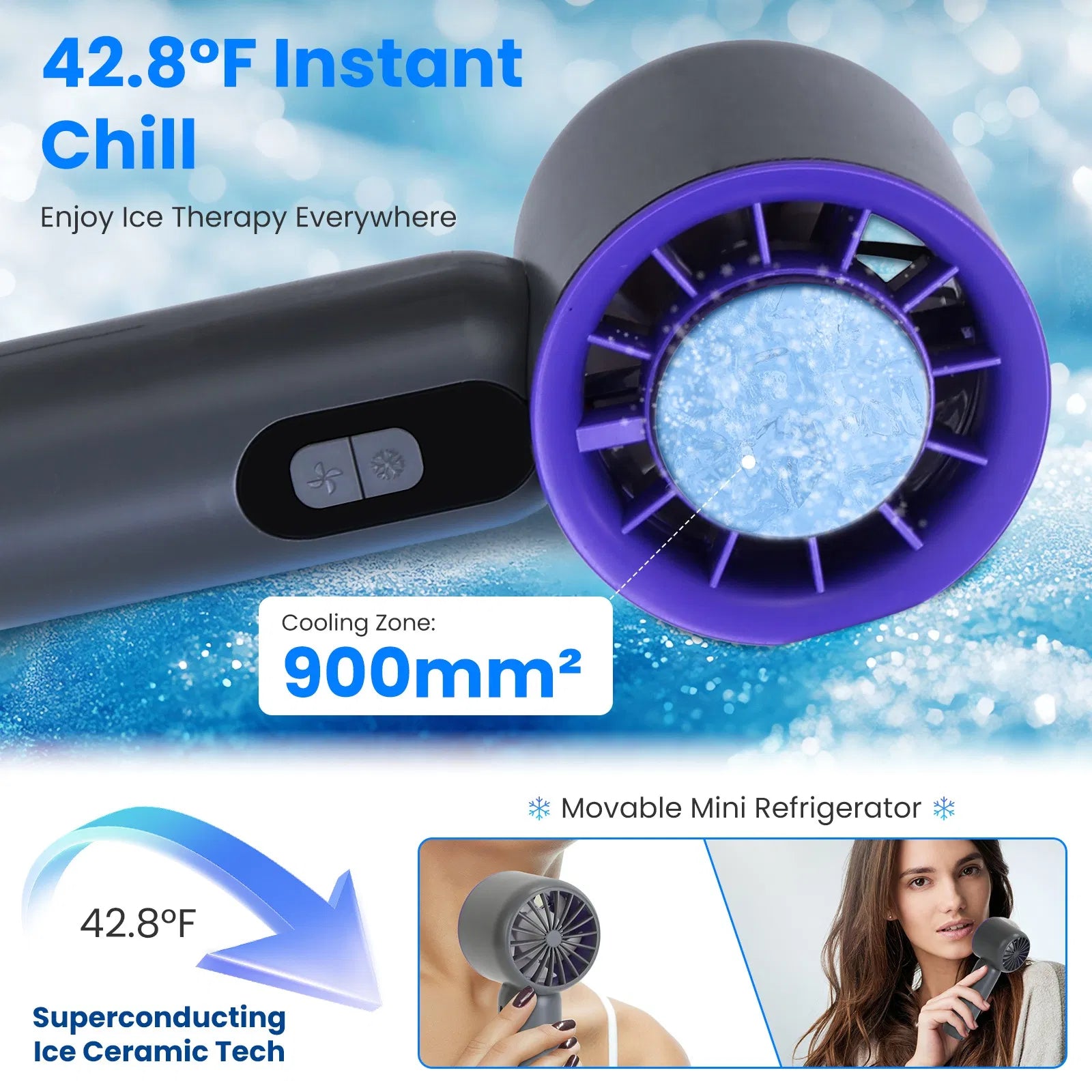 Speed Handheld Fan With Ice Cooler High Speed Turbo Fan 3000mAh Rechargeable Hand Fan With LCD Display For Travel Camping Beach Outdoor