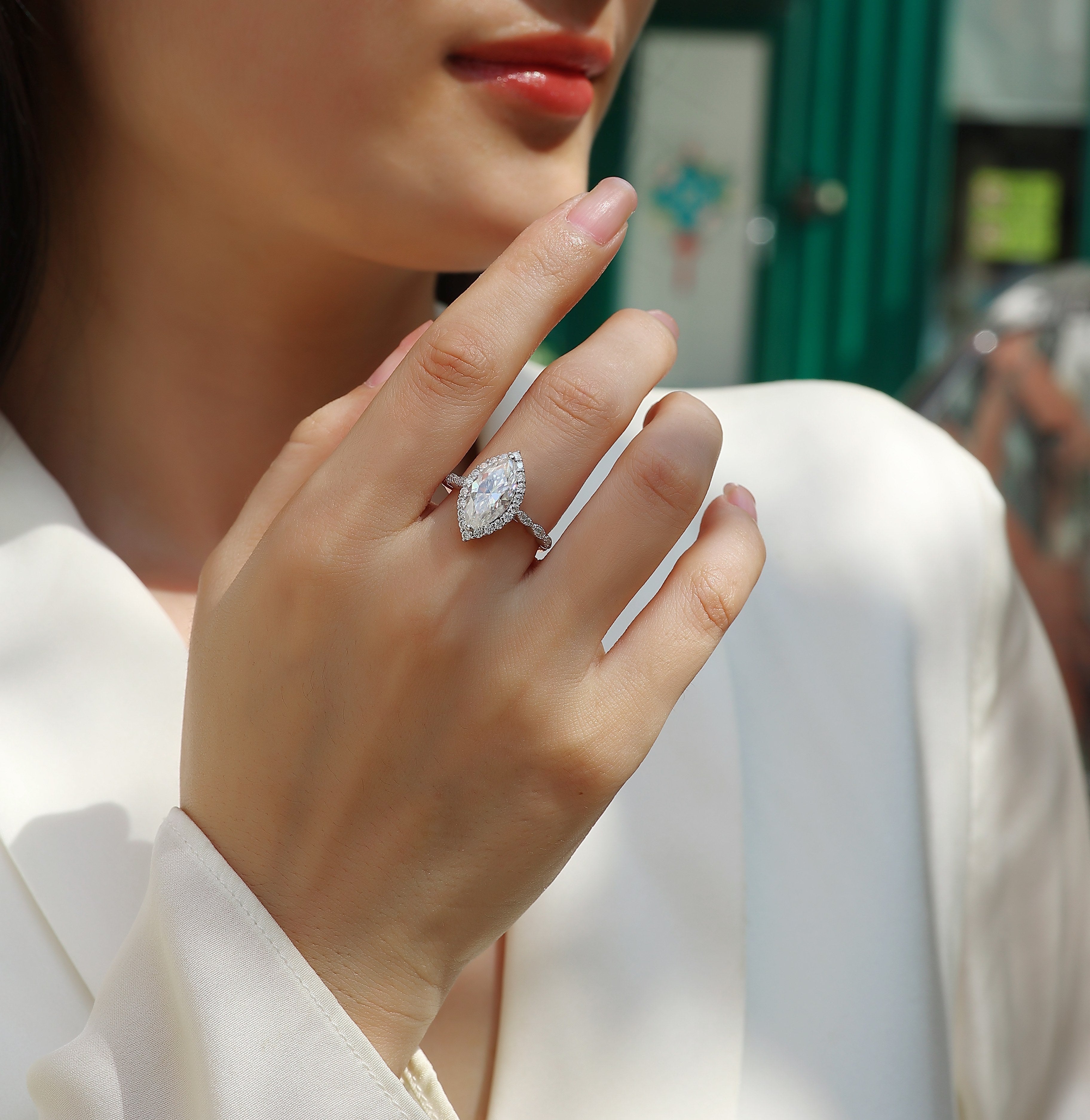 Starlight Craze - A Fashionable Diamond Jewelry Piece Set With Moissanite S925 Sterling Silver And Platinum Diamond Ring