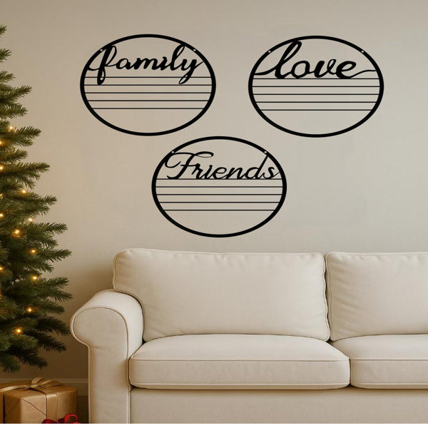CIFbuy 3 Piece Round Wall Decor Set Inspirational Quote Signs For Friendship Love Family Rustproof Modern Wall Art(TikTok, Temu Pick-up Service)
