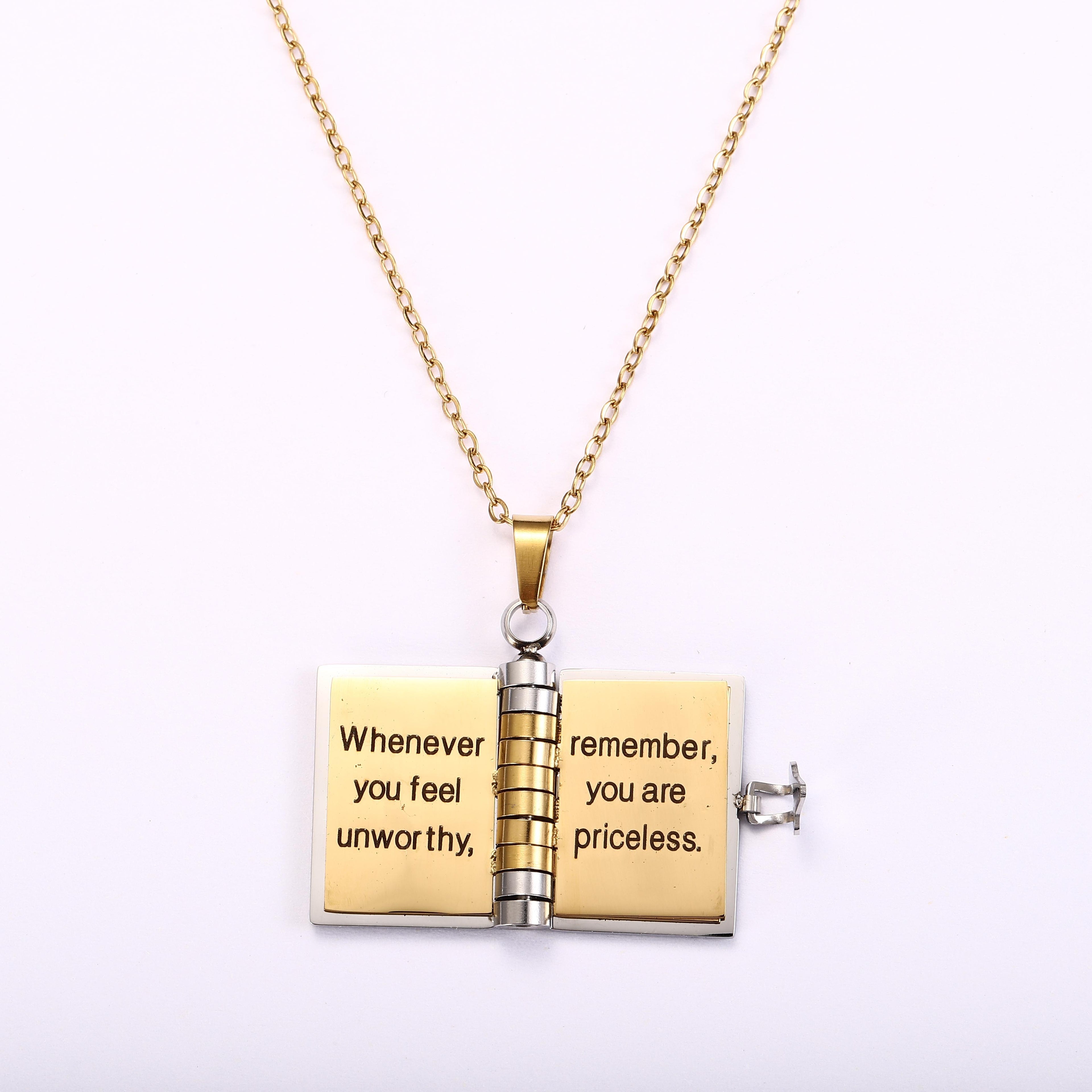 My Little Star Book Necklace For Daughter Son 18 Inch Stainless Steel Chain Gold Hardware Love Jewelry Birthday Graduation Gift