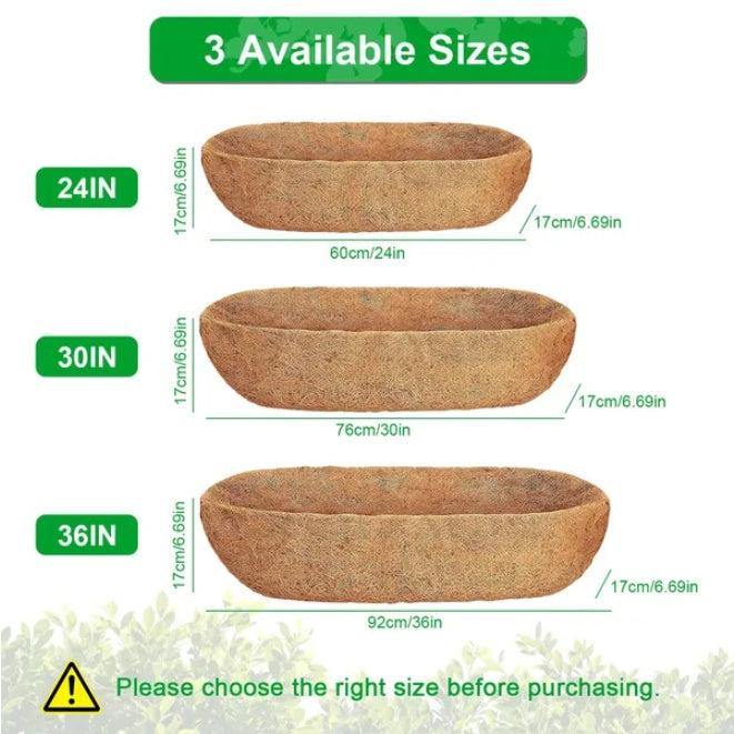 3Pcs Trough Coco Liners For Planters Coconut Coir Planter