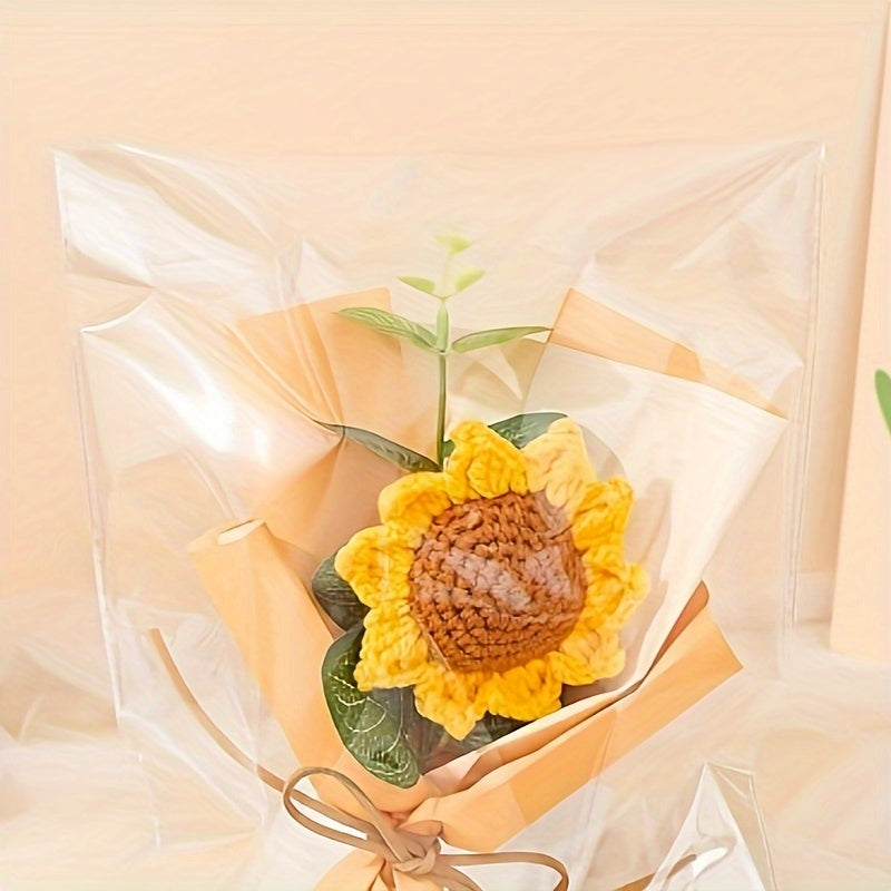 Sunflowers Crochet Flowers Bouquet, Knitted Bouquet, Crochet Artificial Flowers For Home Wedding Decor Birthday Gift