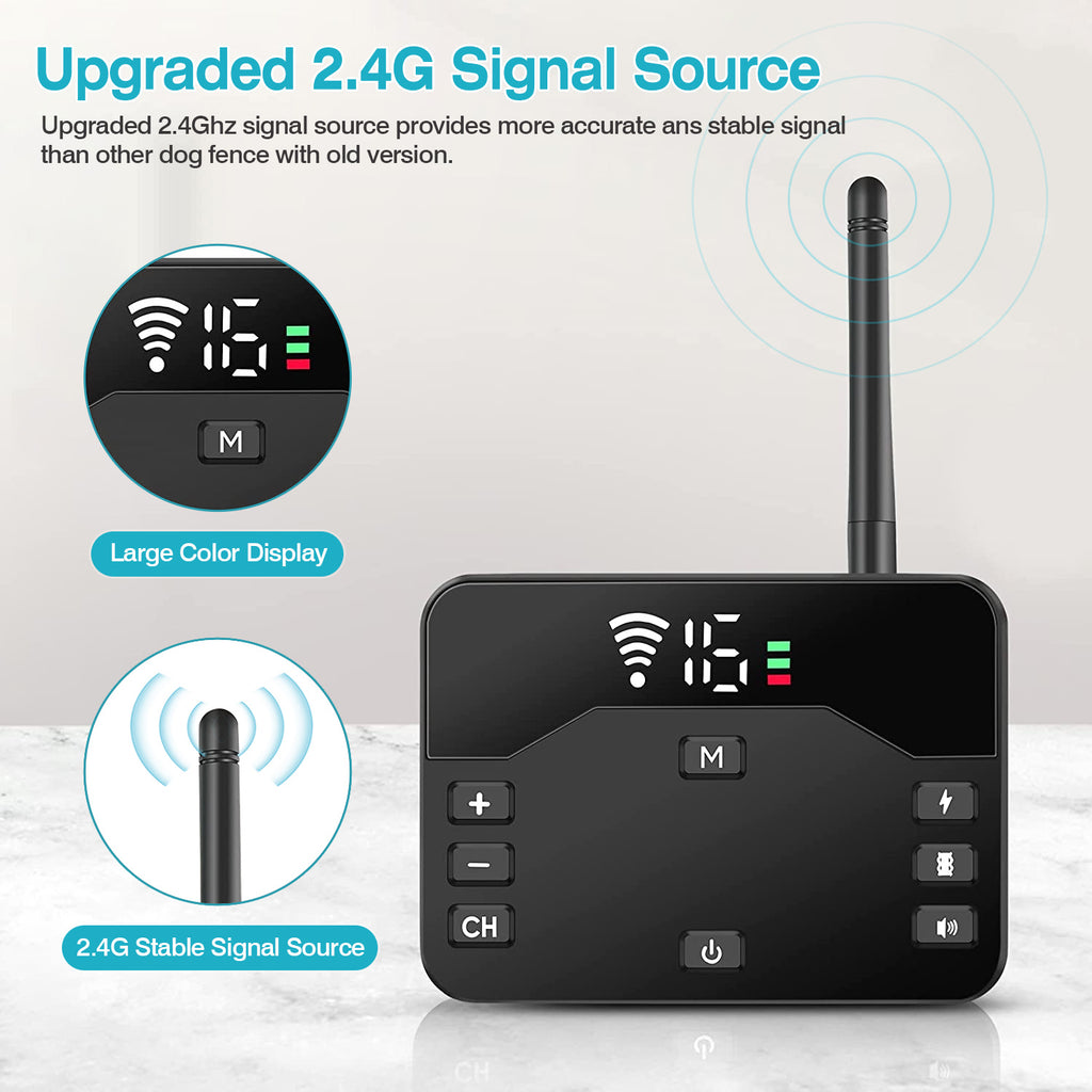 2 In 1 Wireless Electric Dog Fence Waterproof Pet Shock Boundary Containment System Electric Training Collar With 2 Receiver Collars For Small Medium Large Dogs