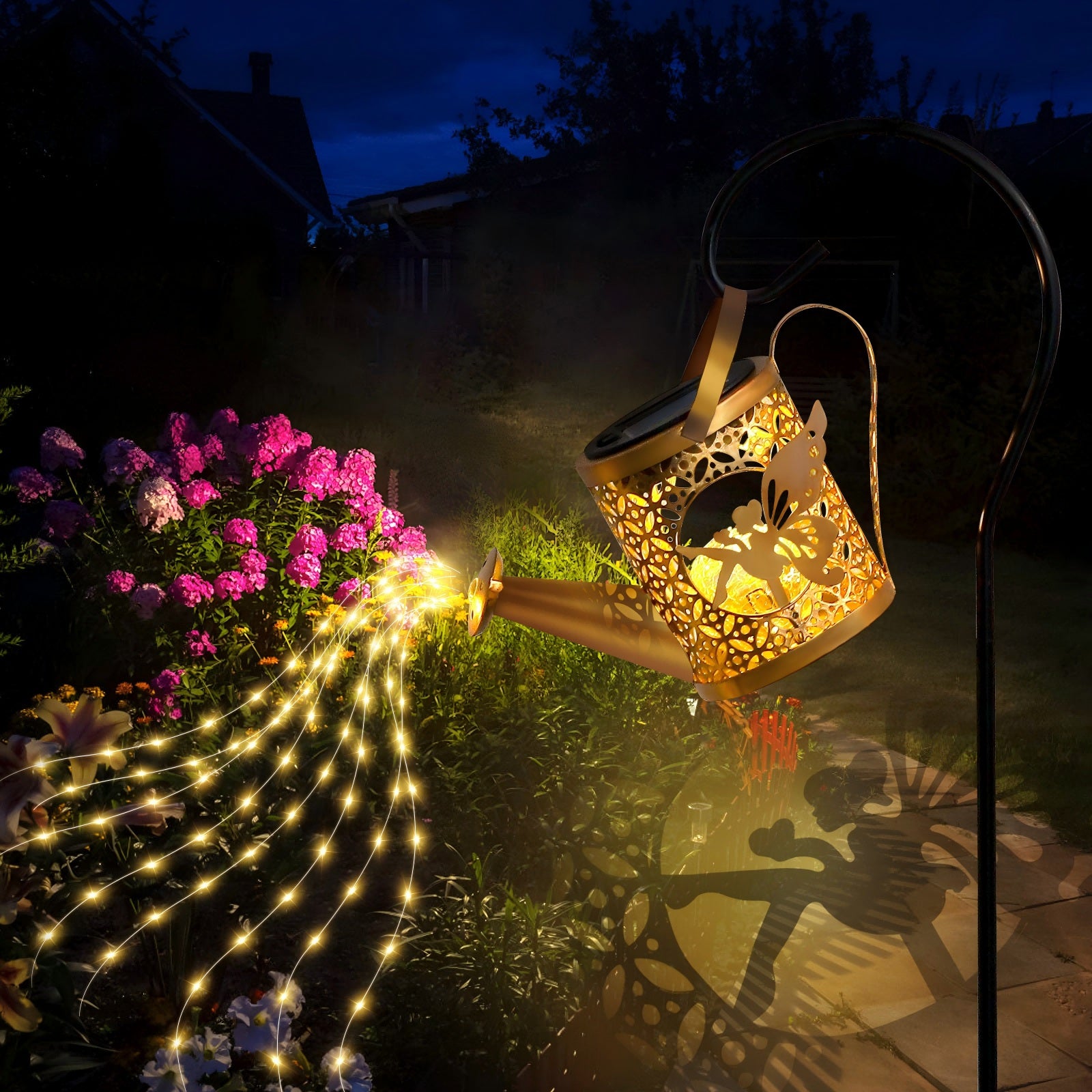 Solar Garden Lights Outdoor Decoration, Metal Solar Watering Can Lights Outdoor Waterproof, Small Patio Light Yard Lawn Pathway Decor, Gardening Gifts Solar Lantern Out