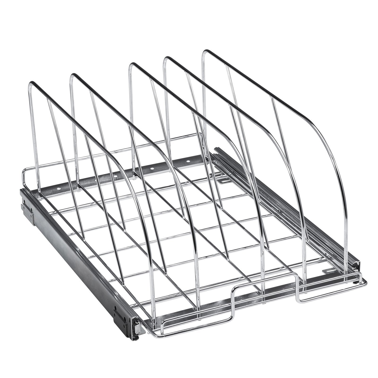 Pan And Pot Rack, Expandable Pull Out Under Cabinet Organizer, Cookie Sheet Baking Pans Tray Organization, Adjustable Wire Dividers, Steel Lid Holder For Kitchen Cabinet & Pantry Storage, 12.5"W