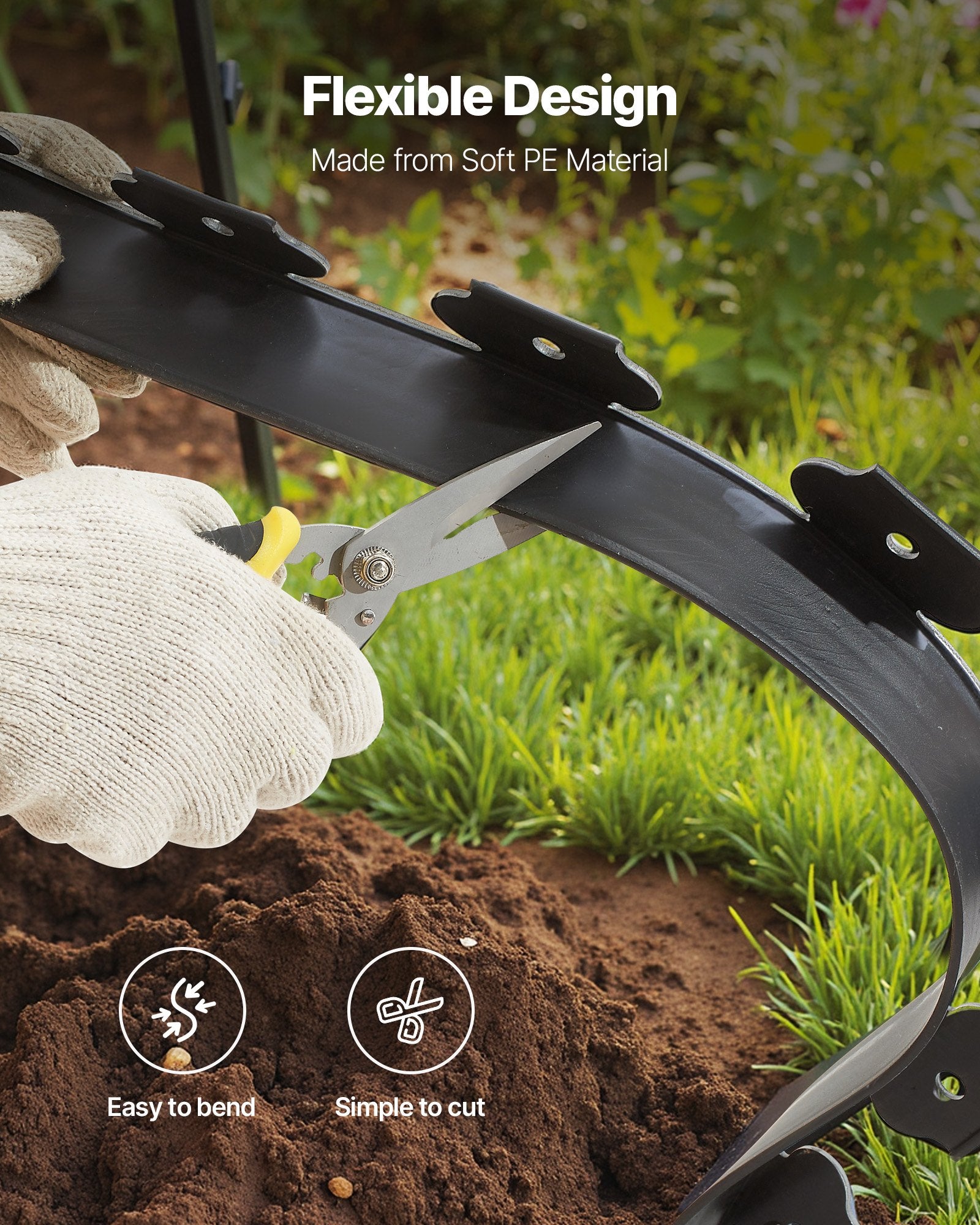 Landscape Edging 20ft X 2in L-Shaped Durable Plastic Garden Border No Dig