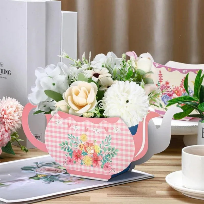 24Pcs Tea Party Table Centerpieces 4 Styles Teapot Shape Flower Box Paper Teapot Gift Box