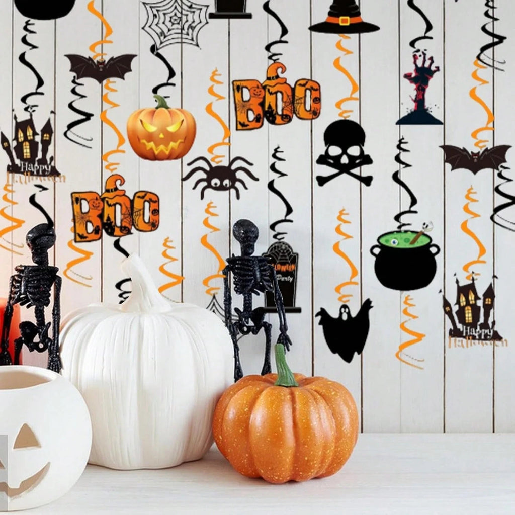 36 Pcs Halloween Hanging Swirl Decorations Halloween Spooky Ceiling Decor With Ghost Pumpkin Skull Witches Spider Bat For Home Indoor Outdoor Party Office Halloween Party Decor Supplies