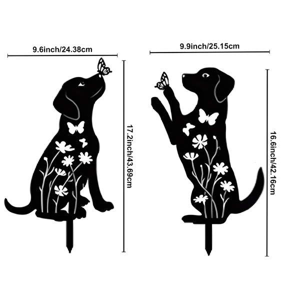 2pcs Metal Dog Garden Decor, Adorable Puppy Silhouette Stakes. These Decorative Outdoor Yard Art Pieces, Ideal For Dog Lovers, Make Charming Garden Decorations And Outdoor Statues, Adding A Touch Of W