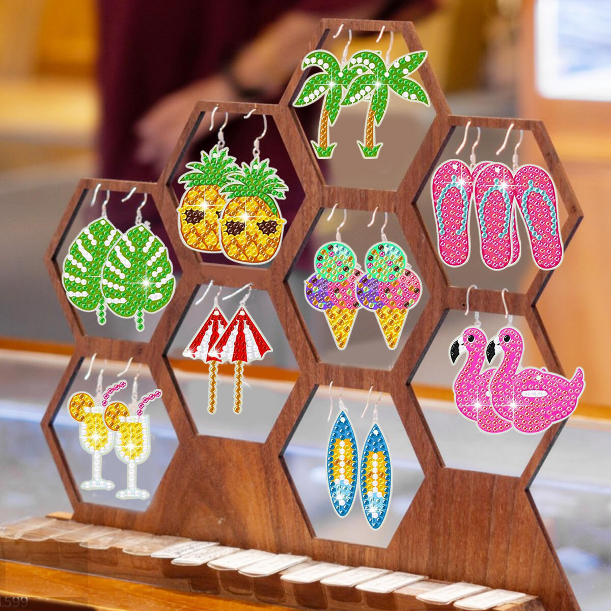 10 Pair Hawaii Theme Rhinestone Painting Earrings