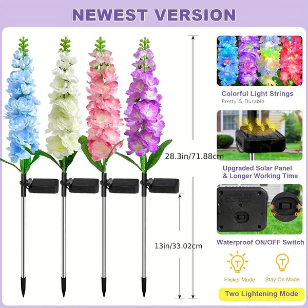 Solar Powered Hyacinth Flower Light, Solar Garden Patio Yard Decor, Color-Changing, Waterproof, Energy-Efficient, And Durable Outdoor Decoration, For Lawn, Path, Courtyard Garden