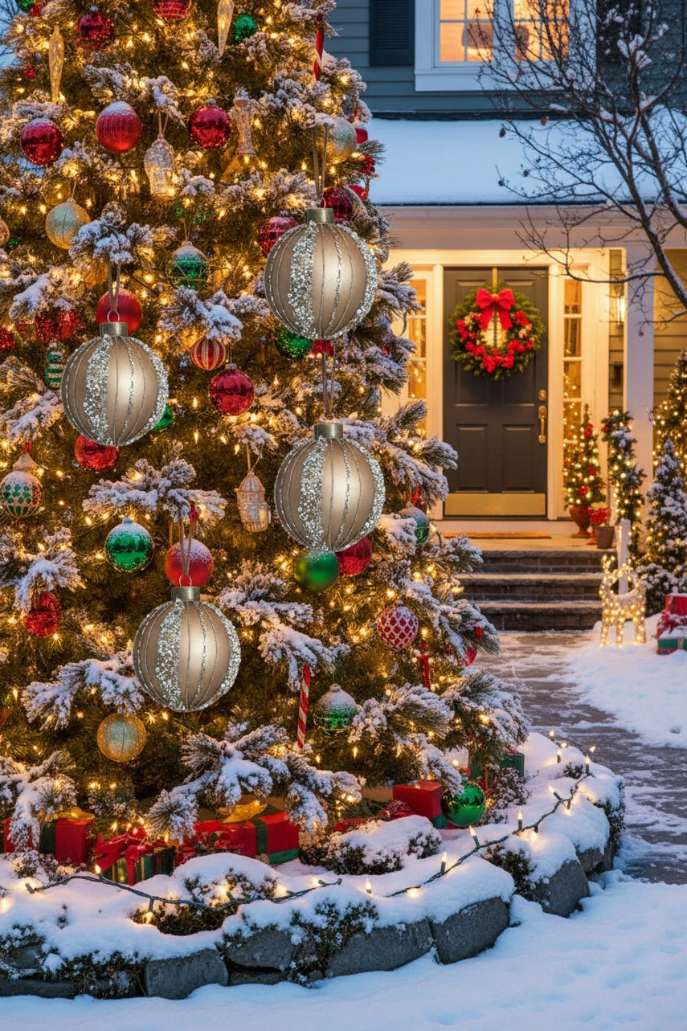 6PCS Set 3.9in Christmas Ball Ornaments Glass Hanging Ball Tree Decor Party Holiday Home Decor