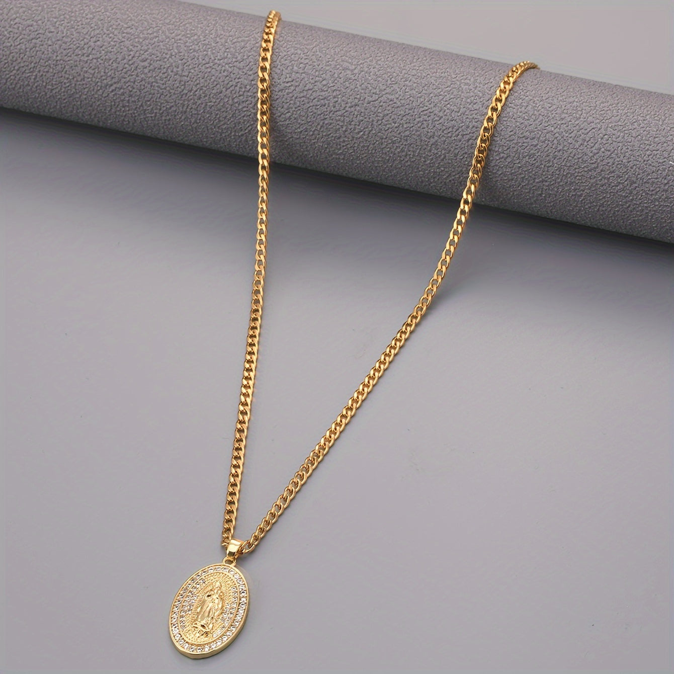 Vintage Men's Virgin Mary Zircon Pendant Necklace,Versatile For Multiple Occasions,Perfect Gift For Mother's Day, Teacher Appreciation Day And Graduation