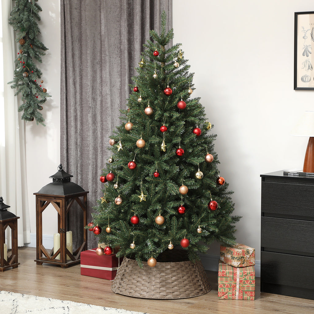27 inch Rustic Christmas Tree Skirt, Plastic Woven Christmas Tree Collar for Party, Holiday, Home Decoration, Coffee