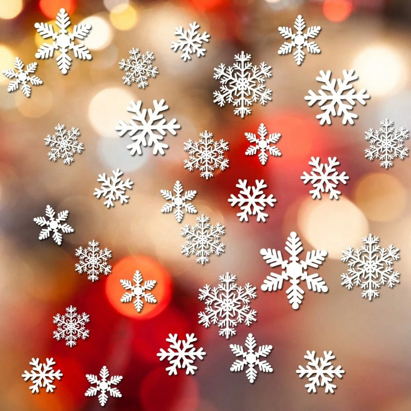 4 Sheets Of Christmas Window Clings For Glass,Santa Claus, Snowflake Wall Stickers, Static Clings, Xmas Window Decorations, Ornaments For New Year, Christmas Holiday Party Room Decorations