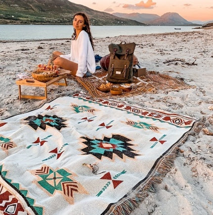 Portable Ramadan Vintage Picnic Mat, Bohemian Style Blanket, For Outdoor Picnic Camping