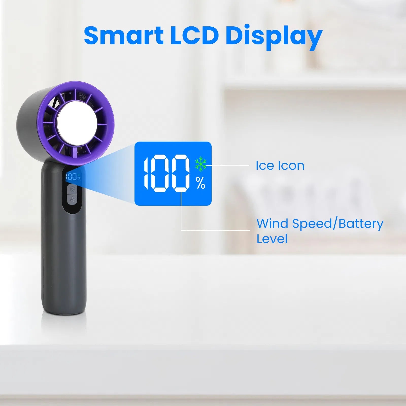Speed Handheld Fan With Ice Cooler High Speed Turbo Fan 3000mAh Rechargeable Hand Fan With LCD Display For Travel Camping Beach Outdoor