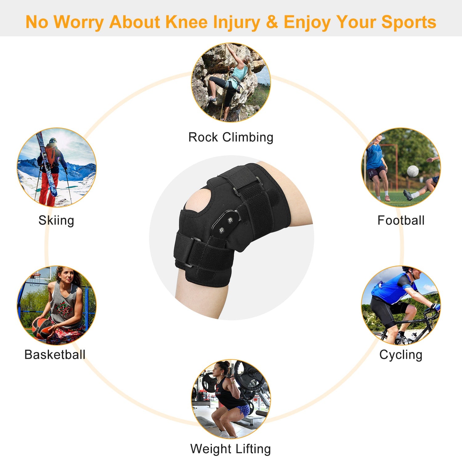 Sport Knee Brace Adjustable Open Patella Knee Support Compression Knee Wrap For Running Climbing Pain Relief Recovery Of Injured Knee