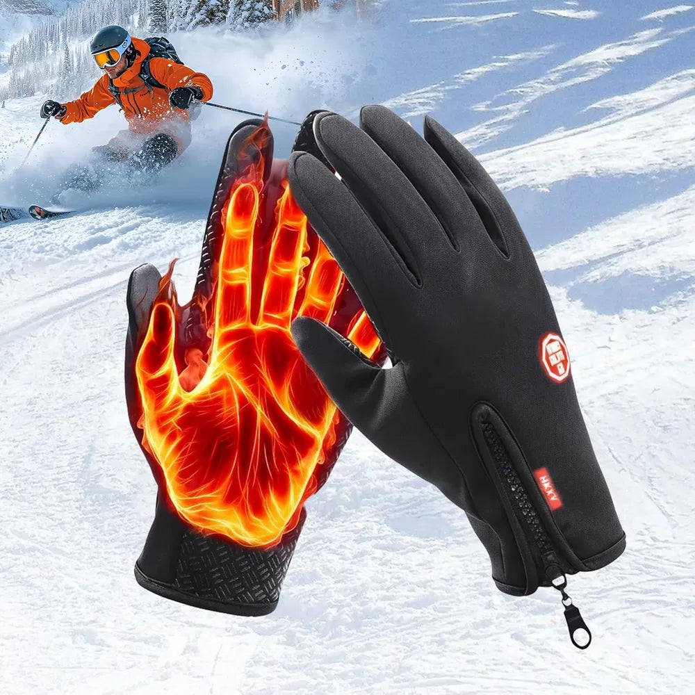 Anti-Slip Waterproof Thermal Winter Gloves For Men And Women, Windproof Cold Weather Motorcycle Riding Bicycle Cycling Hiking Gloves Touch Screen Anti-Slip Winter Sport Outdoor Gloves