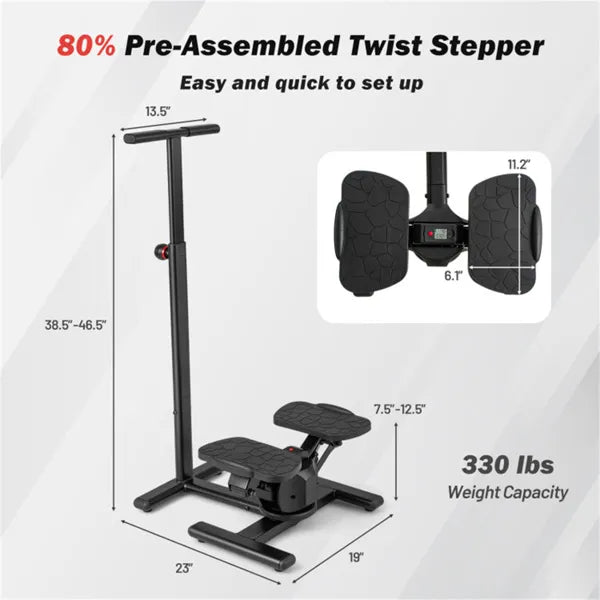 Multi-Functional Exercise Stepper - Step+Twist Design, 300lbs Capacity, Non-Slip Pedals+Stable Metal Frame