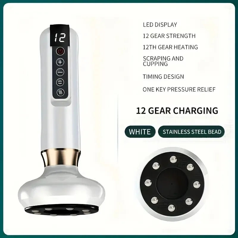 Body Gua Sha Scraping Massager. 12 Level Electric Vacuum Cupping Massager, Rechargeable And Cordless. Perfect For Halloween, Christmas And Birthday Gifts
